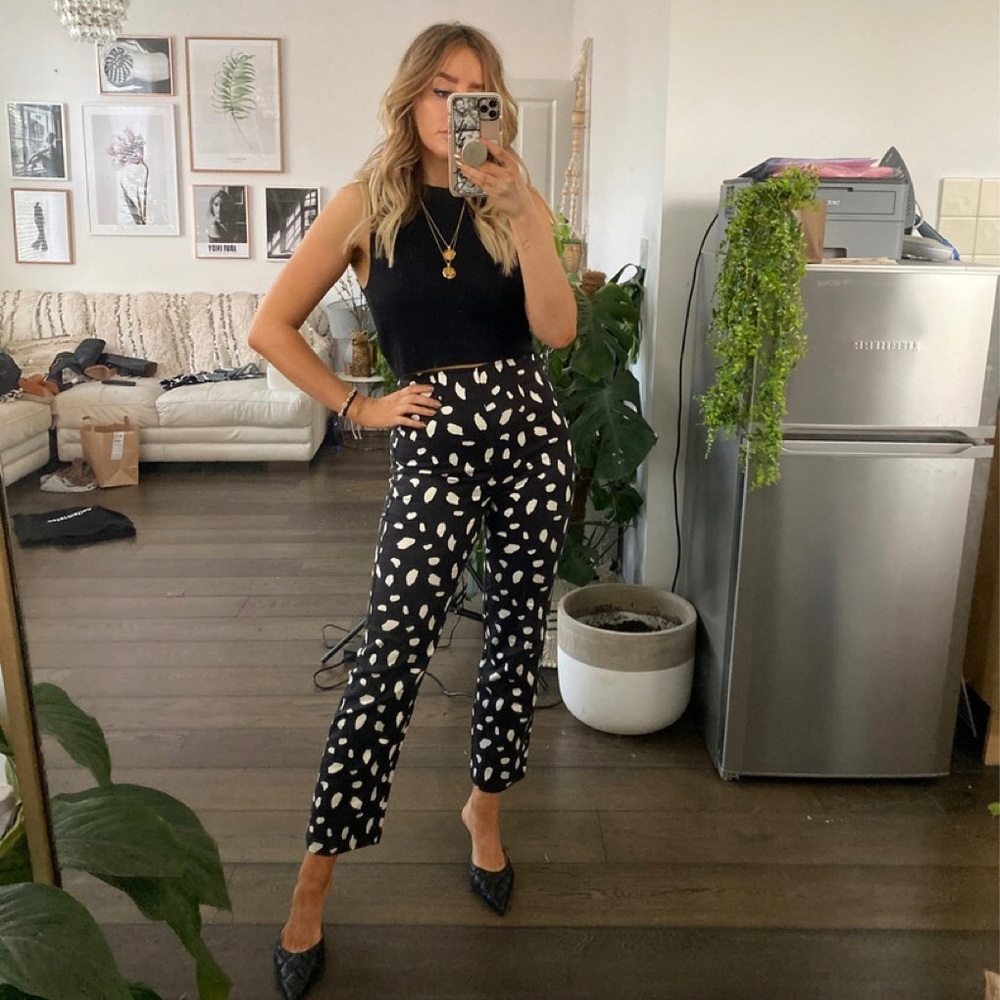 Reformation Black and White Cropped Pants